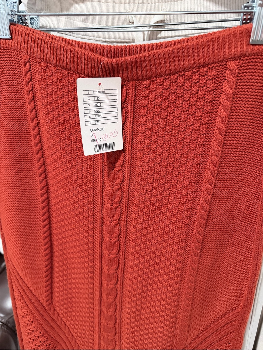 Women's Cable Knit Sweater Skirt - Orange